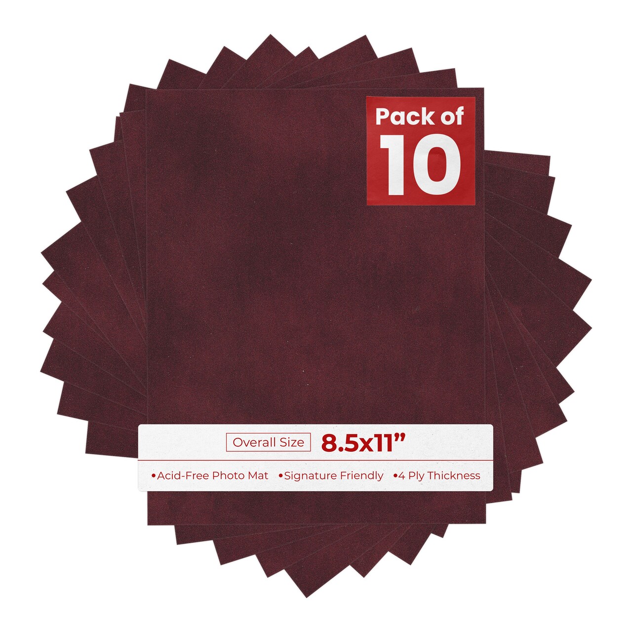 Dark Red Suede 8.5x11 Uncut Mat Board - Blank Sheets, No Opening